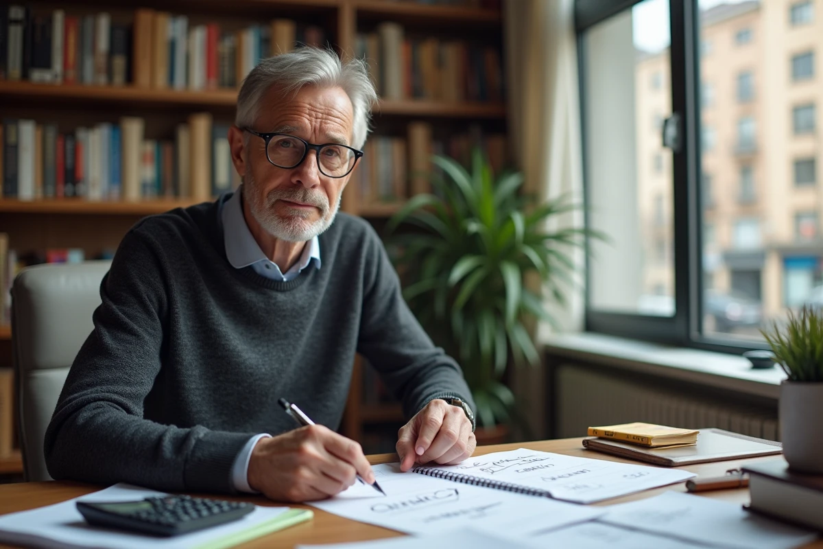 Travailleur indépendant consultant des documents financiers pour calculer son salaire net après charges professionnelles